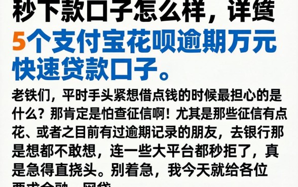 秒下款口子怎么样，详尽说明5个支付宝花呗逾期万元快速贷款口子