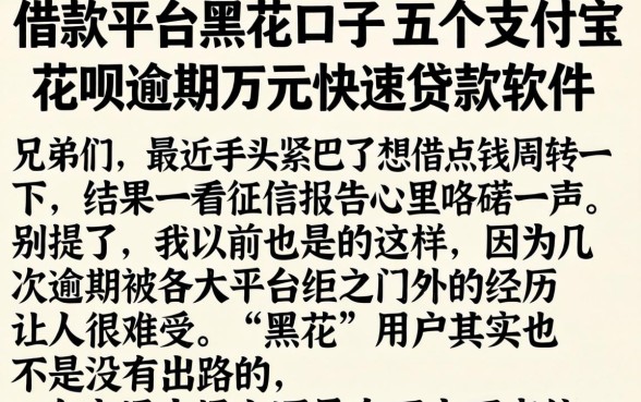 借款平台黑花口子，详尽说明五个支付宝花呗逾期万元快速贷款软件