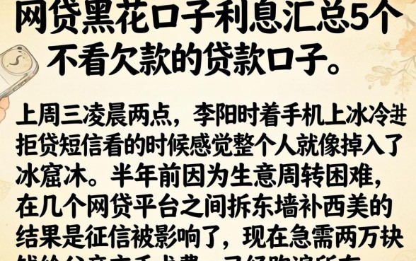 网贷黑花口子利息，汇总5个不看欠款的贷款口子