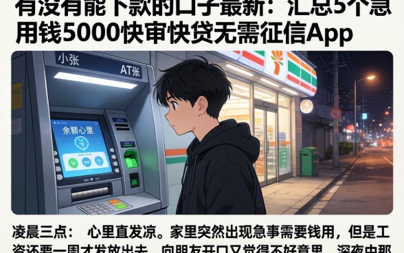 有没有能下款的口子最新，汇总5个急用钱5000快审快贷无需征信app