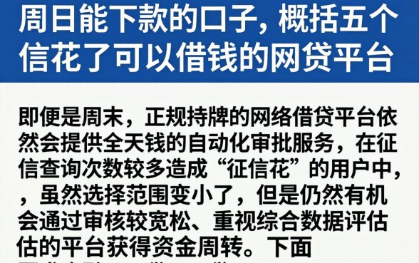 周日能下款的口子，概括五个征信花了可以借钱的网贷平台