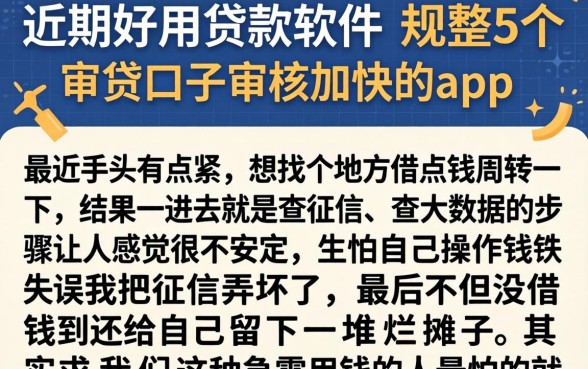 近期好用贷款软件,规整5个审贷口子审核加快的app