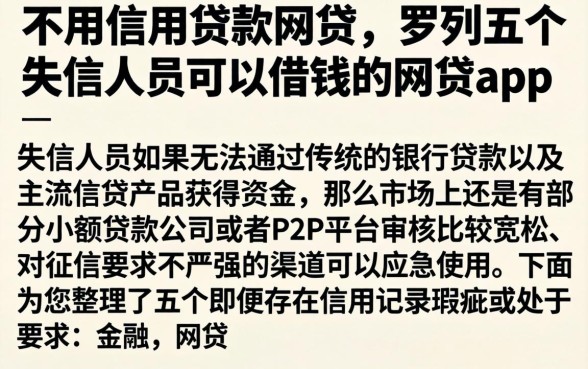 不用信用贷款网贷，罗列五个失信人员可以借钱的网贷app
