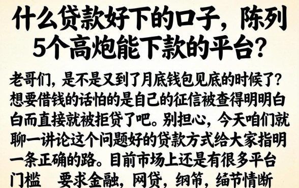 什么贷款好下的口子,陈列5个高炮能下款的平台