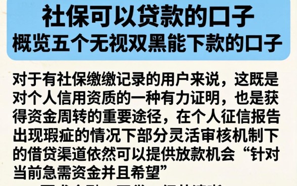 社保可以贷款的口子，概览五个无视双黑能下款的口子