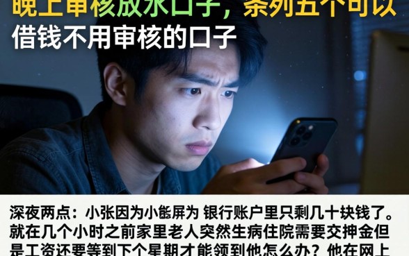 晚上审核放水的口子，条列五个可以借钱不用审核的口子