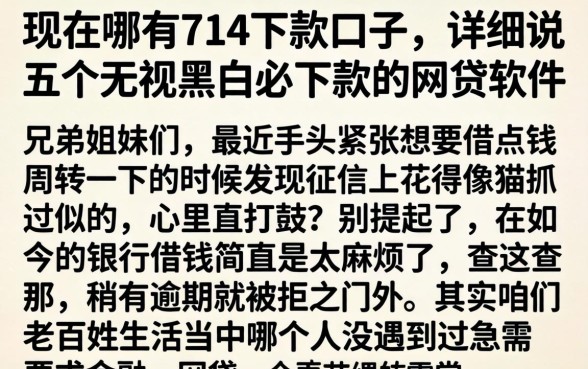 现在哪有714下款口子，详尽说明五个无视黑白必下款的网贷软件