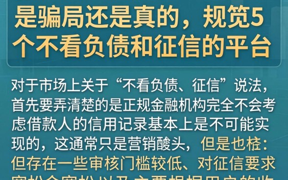 是骗局还是真的，规整5个不看负债和征信的平台