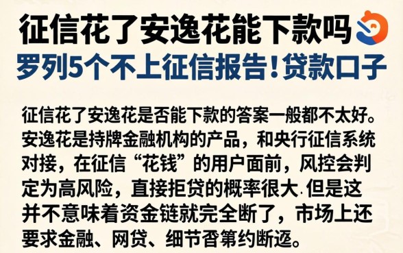 征信花了安逸花能下款吗，罗列5个不上征信报告的贷款口子