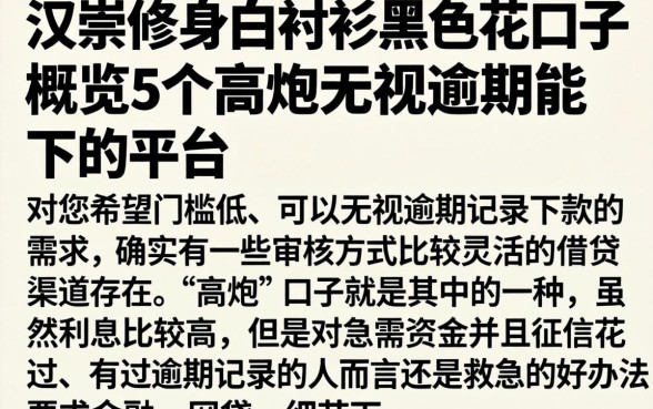 汉崇修身白衬衣黑花口子，概览5个高炮无视逾期能下的平台