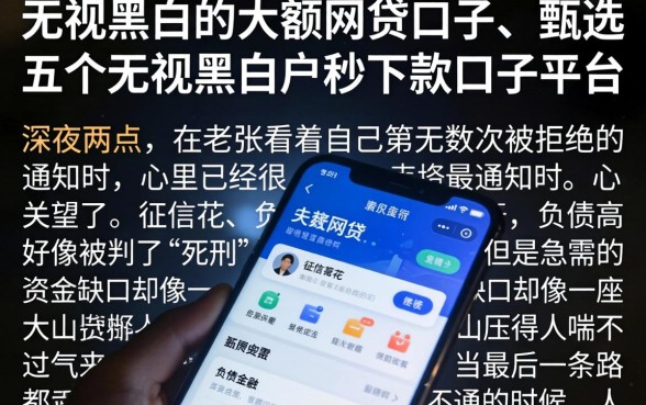 无视黑白的大额网贷口子，甄选五个无视黑白户秒下款口子平台