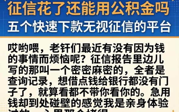 征信花了还能用公积金吗，归纳五个快速下款无视征信的平台