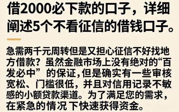 借2000必下款的口子，详细阐述5个不看征信的借钱口子