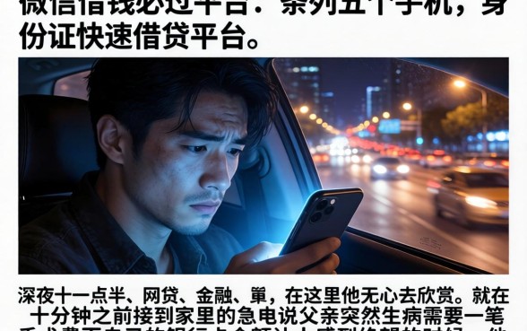 微信借钱必过平台,条列五个手机和身份证快速借钱平台