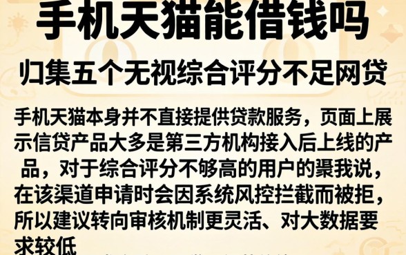 手机天猫能借钱吗，归集五个无视综合评分不足的网贷