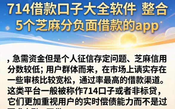 714借款口子大全软件,整合5个芝麻分负面借款的app