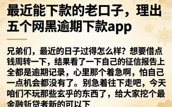 最近能下款的老口子，理出五个网黑逾期下款app
