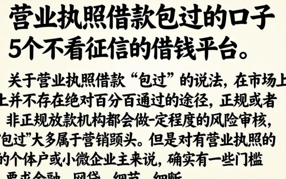 营业执照借款包过的口子，详细阐述5个不看征信的借钱平台