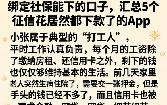 绑定社保能下的口子，汇总5个征信花居然都下款了的app