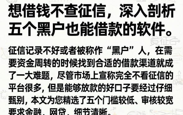 想借钱不查征信，深入剖析五个黑户也能借款的软件