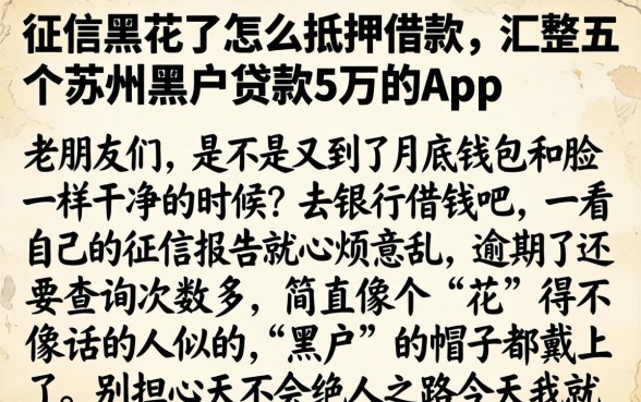 征信黑花了怎么抵押借款，汇整五个苏州黑户贷款5万的app
