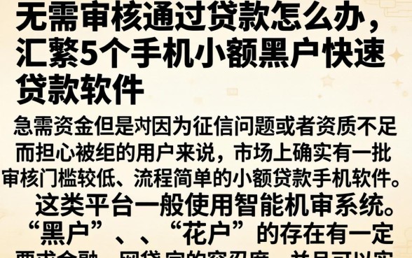 无需审核通过贷款怎么办，汇整5个手机小额黑户快速贷款软件