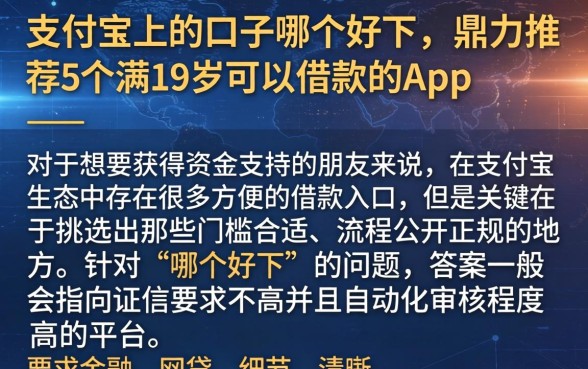 支付宝上的口子哪个好下，鼎力推荐5个满19岁可以借款的app