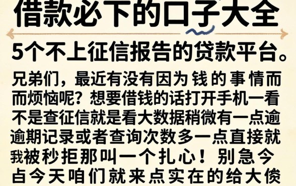 借款必下的口子大全，详细阐述5个不上征信报告的贷款平台