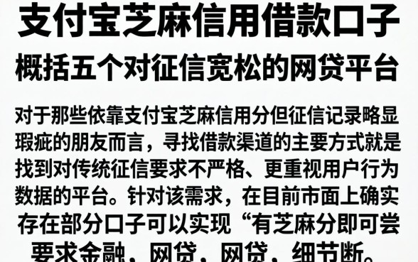 支付宝芝麻信用借款口子，概括五个对征信宽松的网贷平台