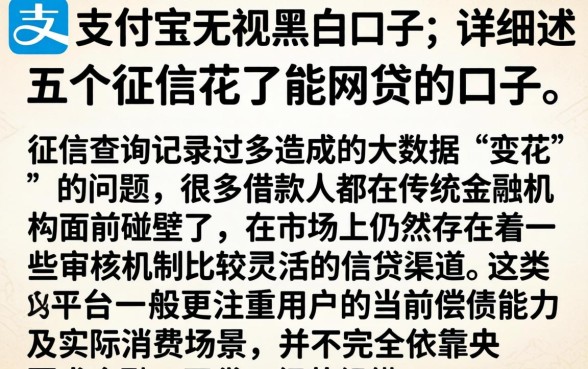 支付宝无视黑白口子，详细阐述五个征信花了能网贷的口子