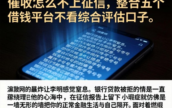 催收怎么不上征信，整合五个借钱平台不看综合评估的口子