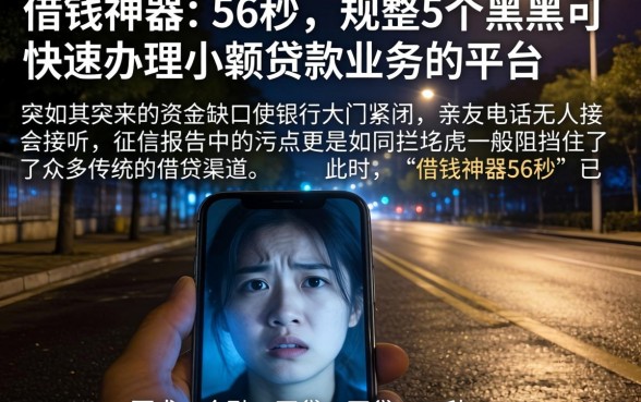 借钱神器 56秒，规整5个黑户可快速办理小额贷款业务的平台
