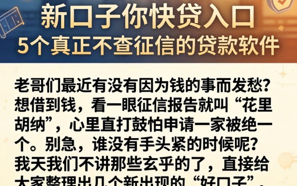 新口子你快贷入口，概括5个真正不查征信的贷款软件