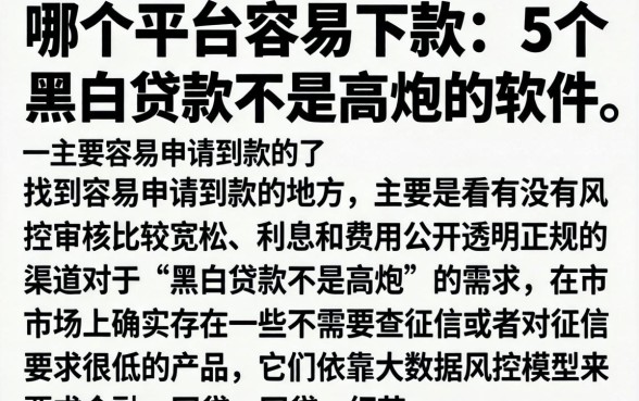 哪个平台容易下款，细致阐述5个黑白贷款不是高炮的软件
