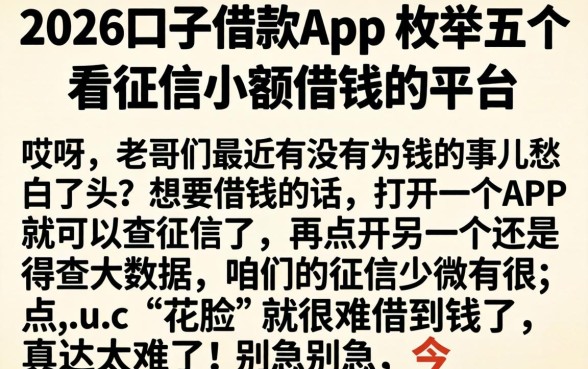 2026口子借款app，枚举五个不看征信小额借钱的平台