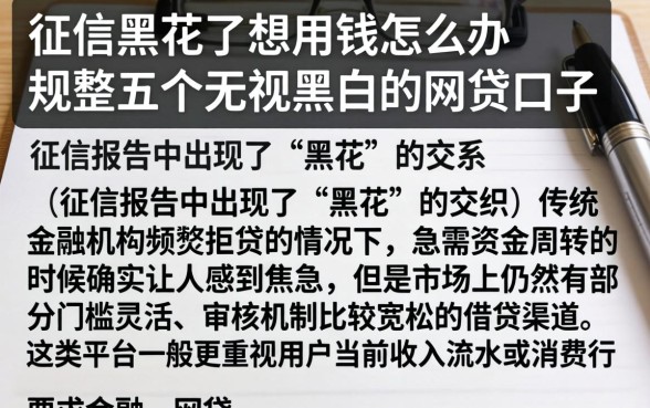 征信黑花了想用钱怎么办，规整五个无视黑白的网贷口子