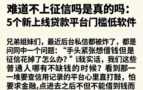 难道不上征信吗是真的吗，概括5个新上线贷款平台门槛低软件