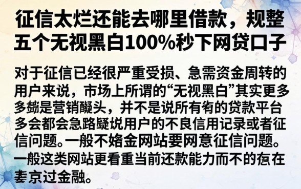 征信太烂还能去哪里借款，规整五个无视黑白100%秒下网贷口子