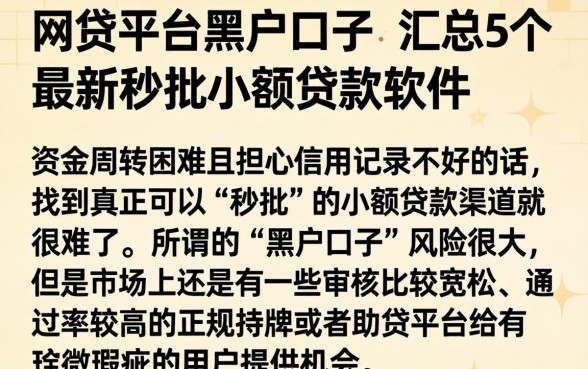 网贷平台黑户口子，汇总5个最新秒批小额贷款软件
