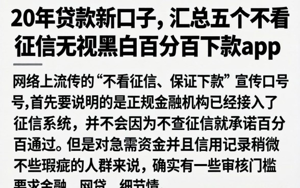 20年贷款新口子，汇总五个不看征信无视黑白百分百下款app