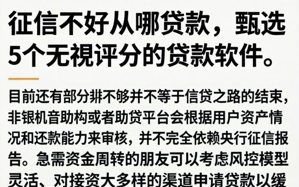 征信不好从哪贷款，甄选5个无视评分的贷款软件