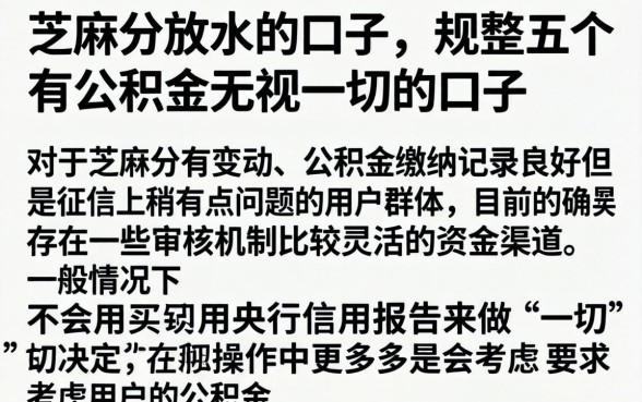 芝麻分放水的口子,规整五个有公积金无视一切的口子