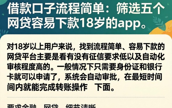 借款口子流程简单，筛选五个网贷容易下款18岁的app
