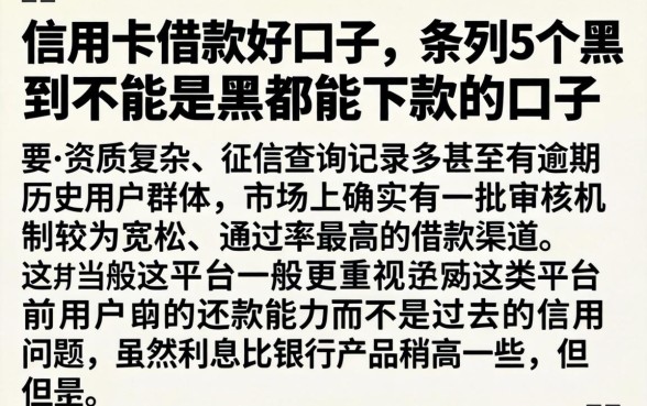 信用卡借款好口子，条列5个黑到不能再黑都能下款的口子