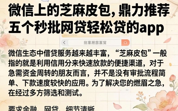 微信上的芝麻皮包，鼎力推荐五个秒批网贷轻松贷的app