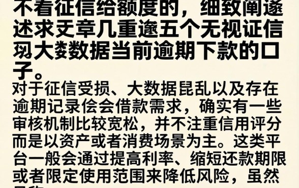 不看征信给额度的，细致阐述五个无视征信大数据当前逾期下款的口子