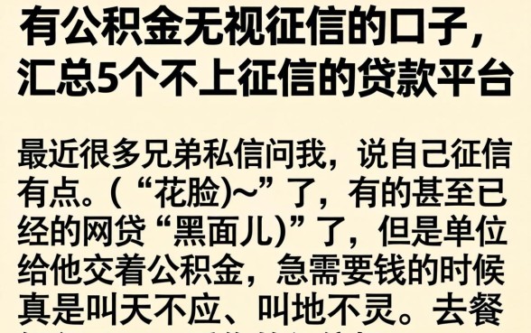 有公积金无视征信的口子，汇总5个不上征信的贷款平台