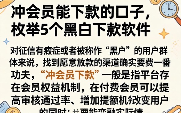 冲会员能下款的口子，枚举5个黑户下款软件