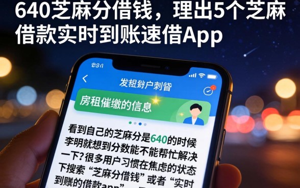 640芝麻分借钱，理出5个芝麻借款实时到账速借app