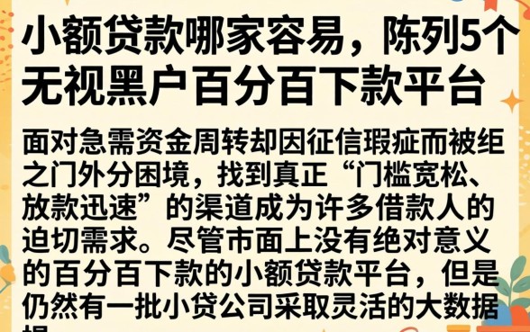小额贷款哪家容易，陈列5个无视黑户百分百下款平台